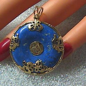 14k YG Lapis Lazuli Butterfly Pendant